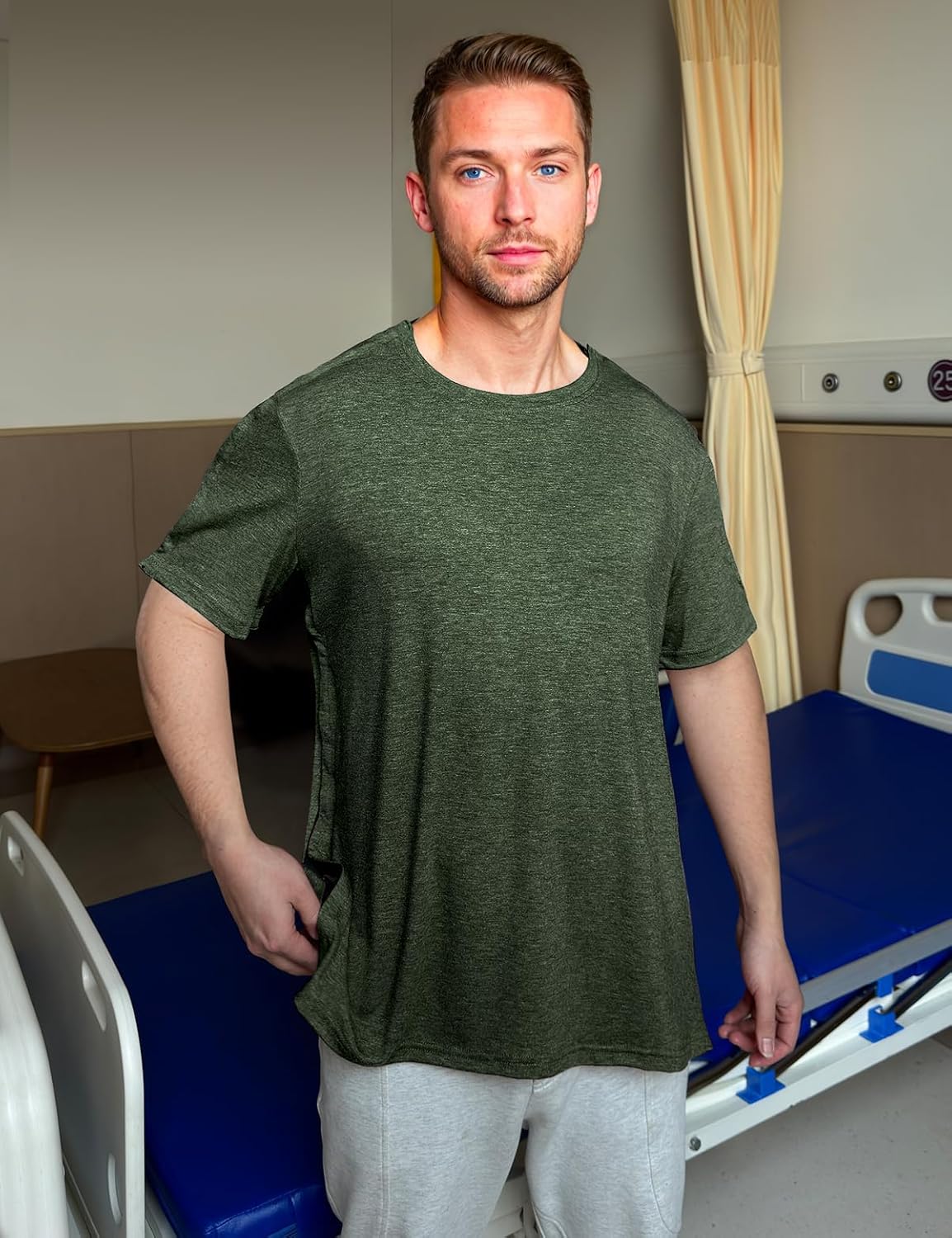 Post Shoulder Surgery Shirts for Men Women Unisex After Rotator Cuff Surgery Shirt Snap Access Recovery Hospital Shirt - Image 2