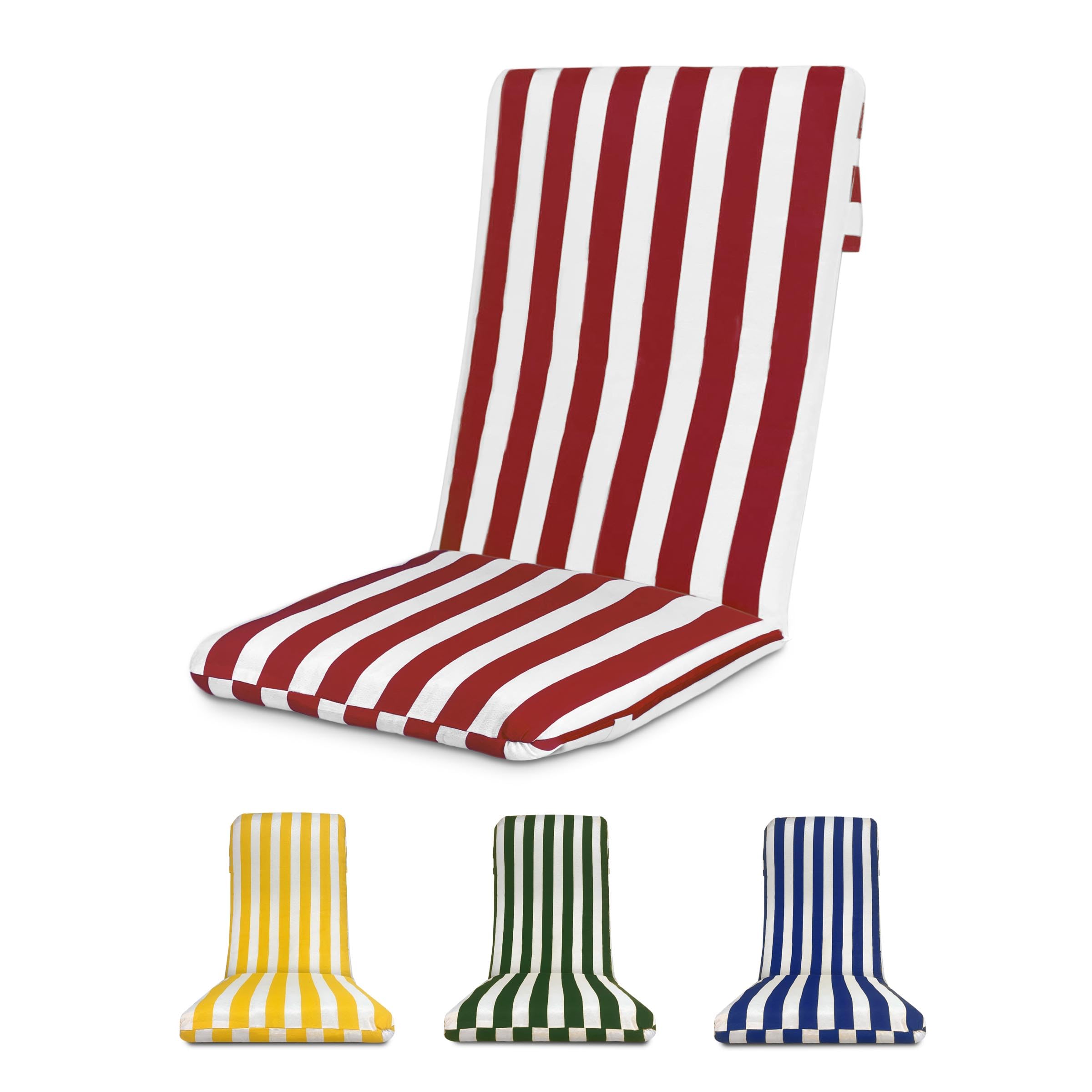 TIENDA EURASIA - Cojín para Tumbona o Silla de Jardín, Colchoneta Rellena de Fibra Acolchada, Medida 120x50x5 cm, Diseño de Rayas, Funda de Tela Lavable, Funda y Cinta de Sujeción (Granate)