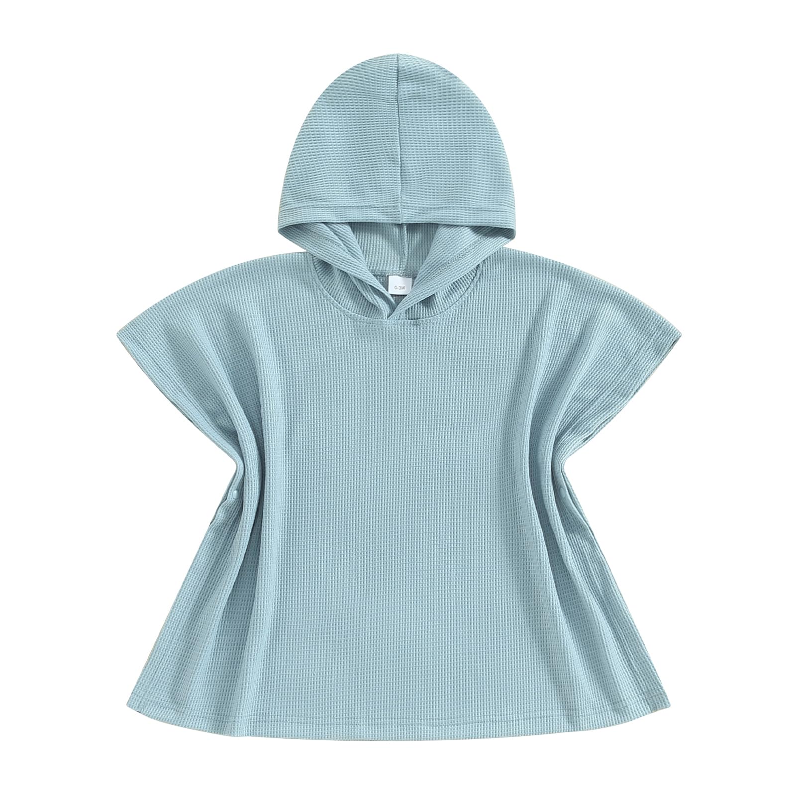 MAINESAKA Kids Baby Boy Girl Hooded Beach Towel Wrap Bathrobe Solid Color Waffle Knit Swimsuit Cover Ups Bathing Suit Poncho (A-Blue, 3-4 Years)