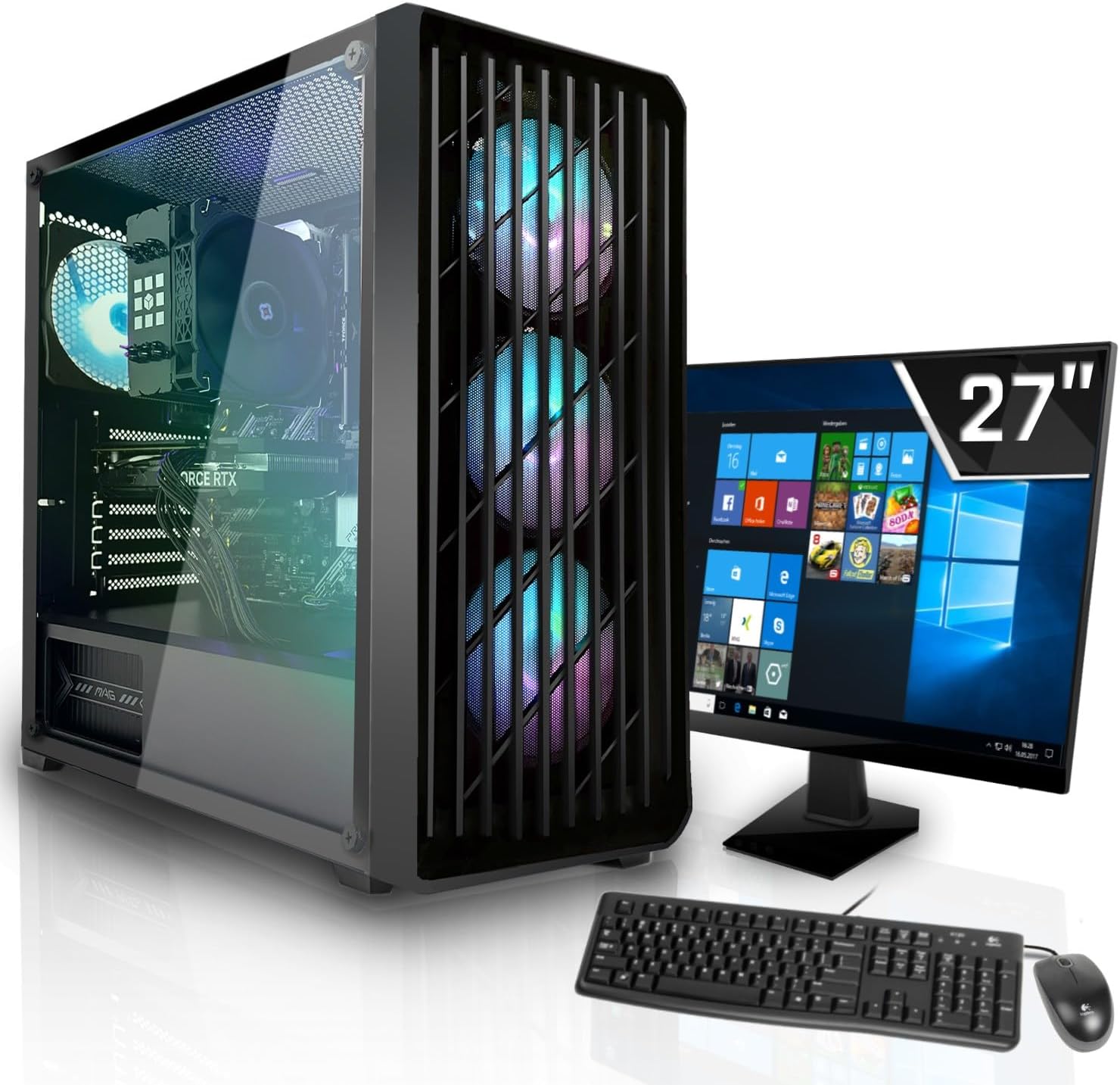 Megaport Set Komplett Gaming PC AMD Ryzen 5 5500 • 24" Monitor