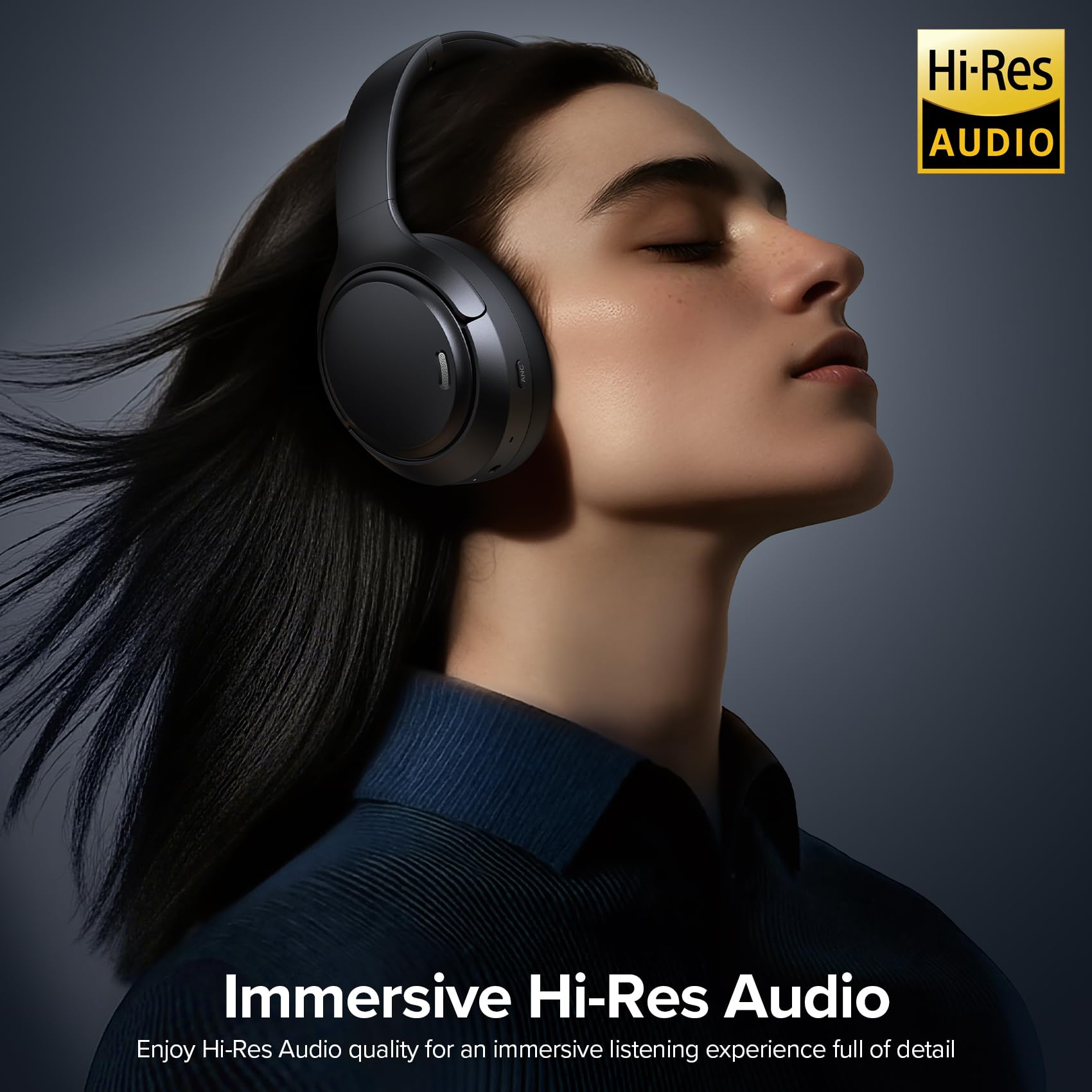 Hybrid Active Noise Cancelling Bluetooth 6.0 Headphones 120H Playtime 6 ENC Clear Call Mic, Over Ear Headphones Wireless with Hi-Res Audio Comfort Earcup Low Latency ANC Headphone for Travel Workout — view 7
