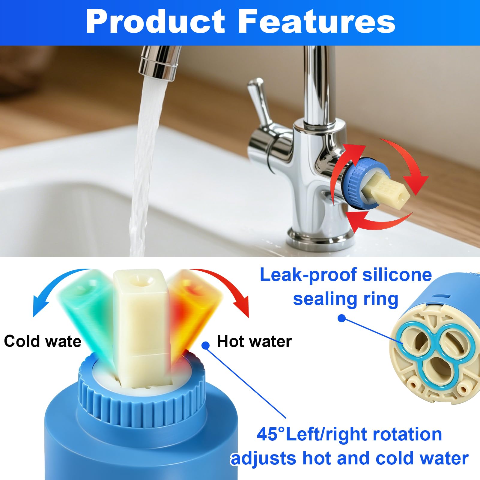 Cartucho Grifo Monomando 35mm (2 Piezas) - Cartucho Cerámico de Repuesto para Blanco 121894 para Grifo de Cocina y Lavabo, Válvula de Reparación Fácil de Instalar, Compatible con Múltiples Modelos
