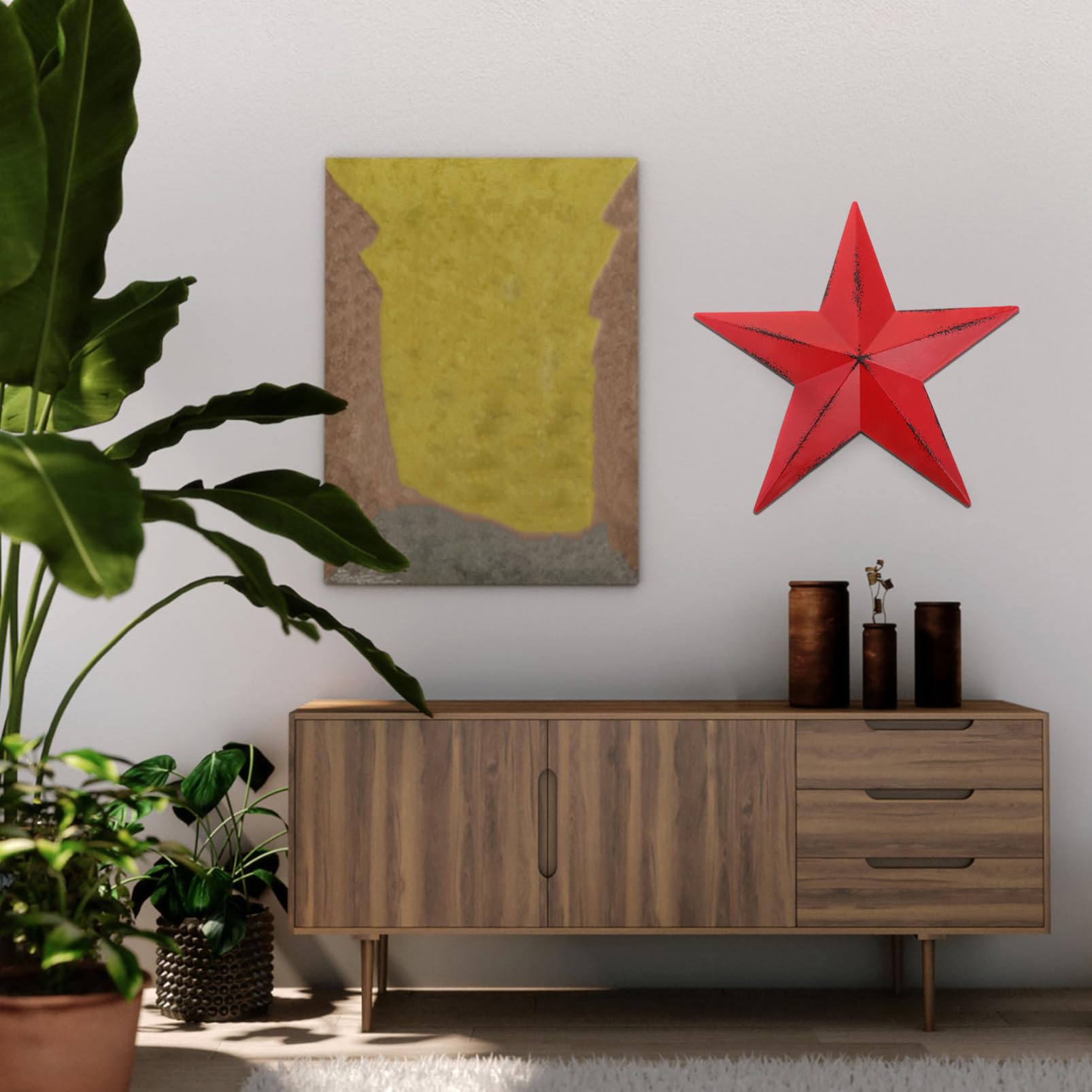 Veemoon Decorazione a Stella da Parete in Ferro Rosso Stile Classico