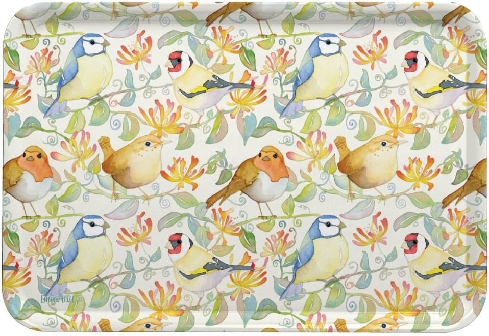 Bandeja de melamina, diseño de pájaros en miel de Emma Ball, grande, 43 cm