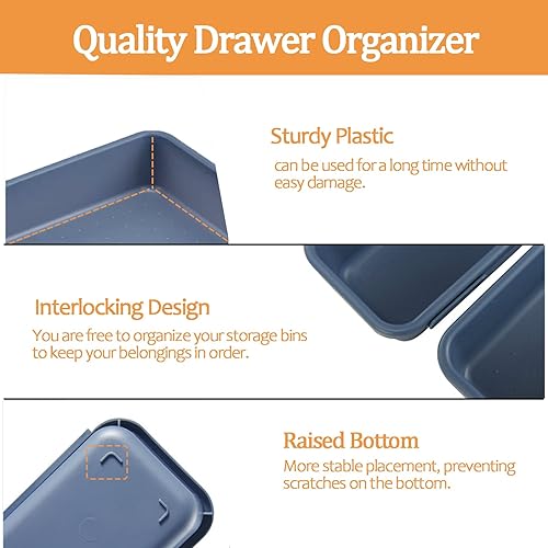 Miniatura 3 de 8 organizadores de cajones de escritorio, 3 tamaños de plástico para tocador y baño, cubos de almacenamiento para maquillaje, utensilios, joyas,
