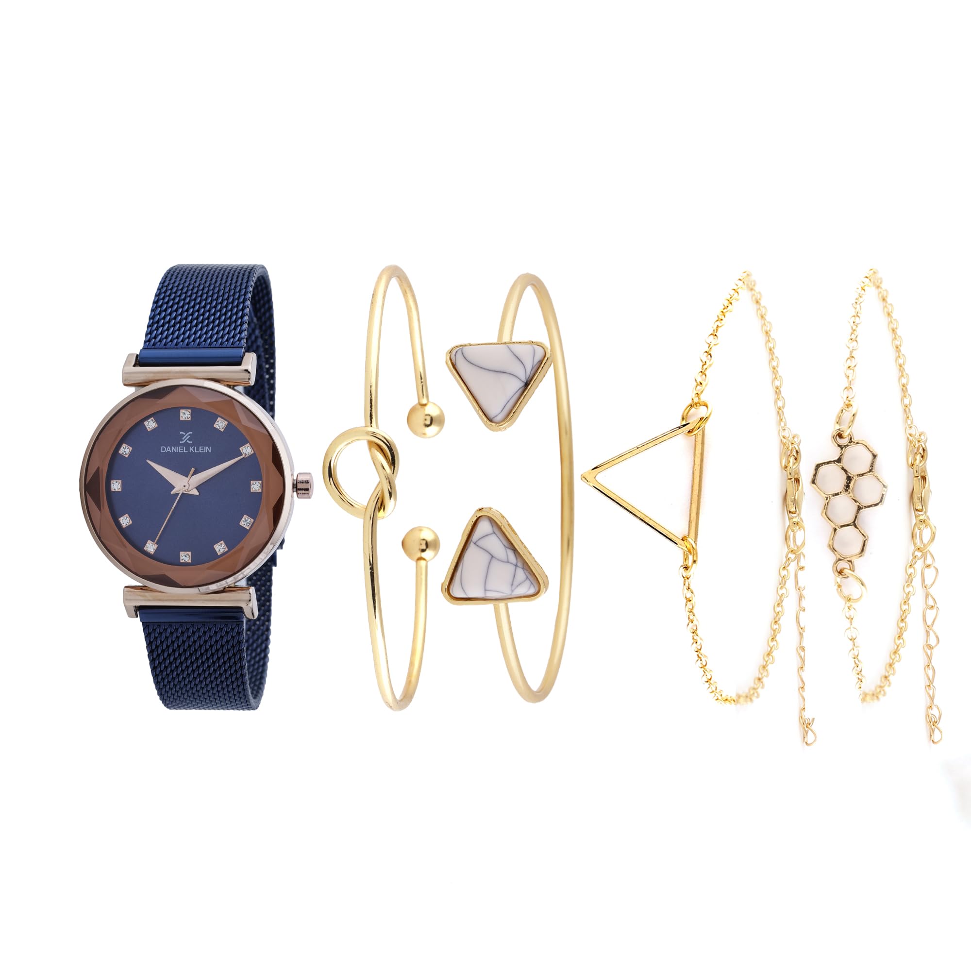 Daniel Klein Blue Dial Analog Gift Set Watch with Bracelet for Women (Pack of 5) - DKG001-1 (B0CPF94B5X) Amazon Price History, Amazon Price Tracker