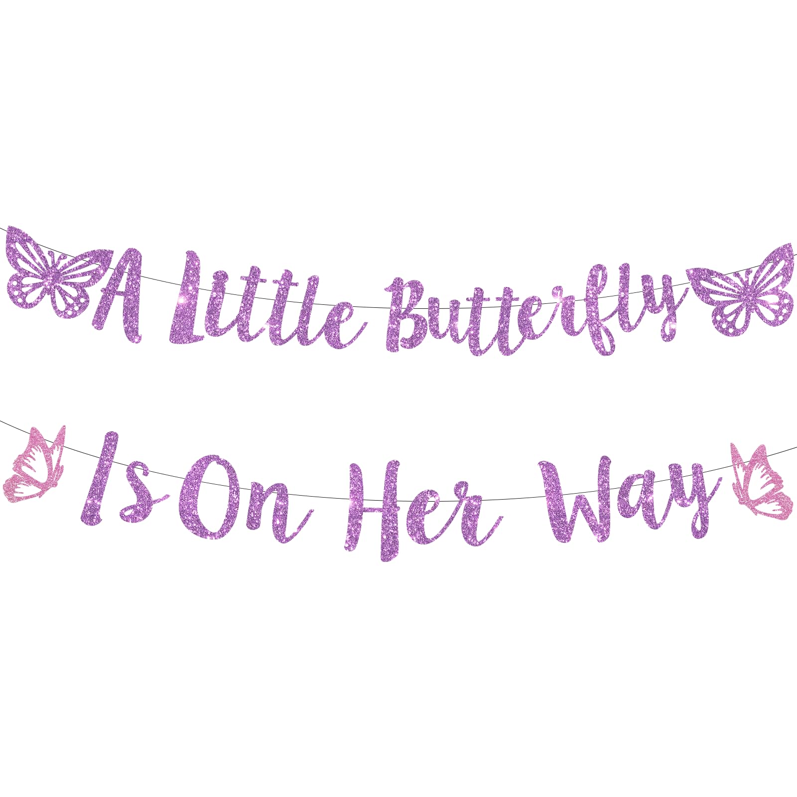 Photo 1 of QIUJALE Purple Glitter Butterfly Baby Shower Banner