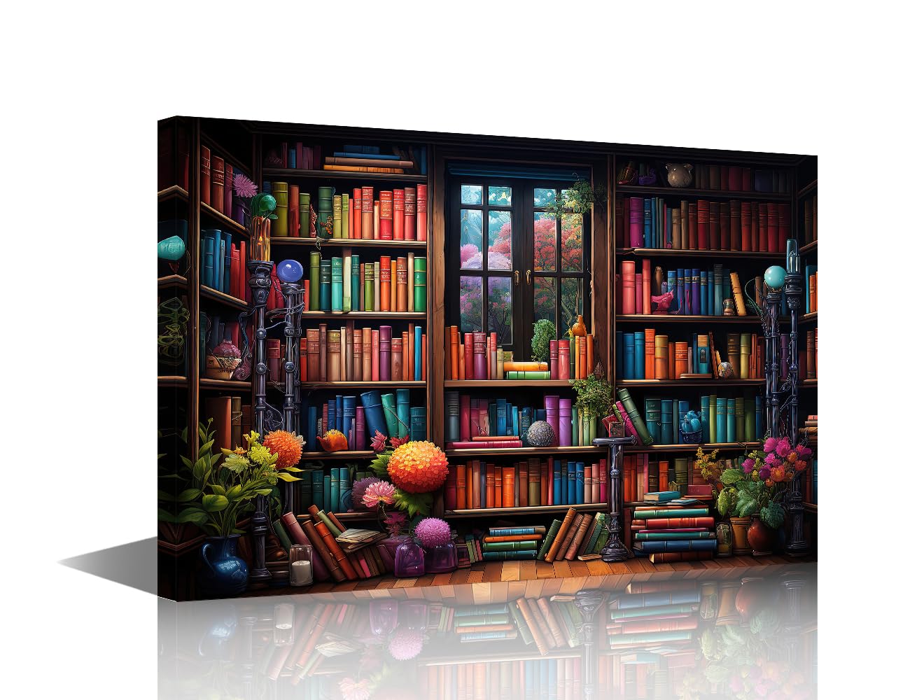 Toile bibliothèque fantastique pour raviver un mur blanc de salon sombre - 8