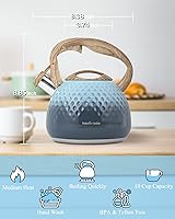 Vista 5 de Hervidor de té, teteras de silbato fuerte para estufa, teteras de té de acero inoxidable grado alimenticio para estufa con mango ergonómico