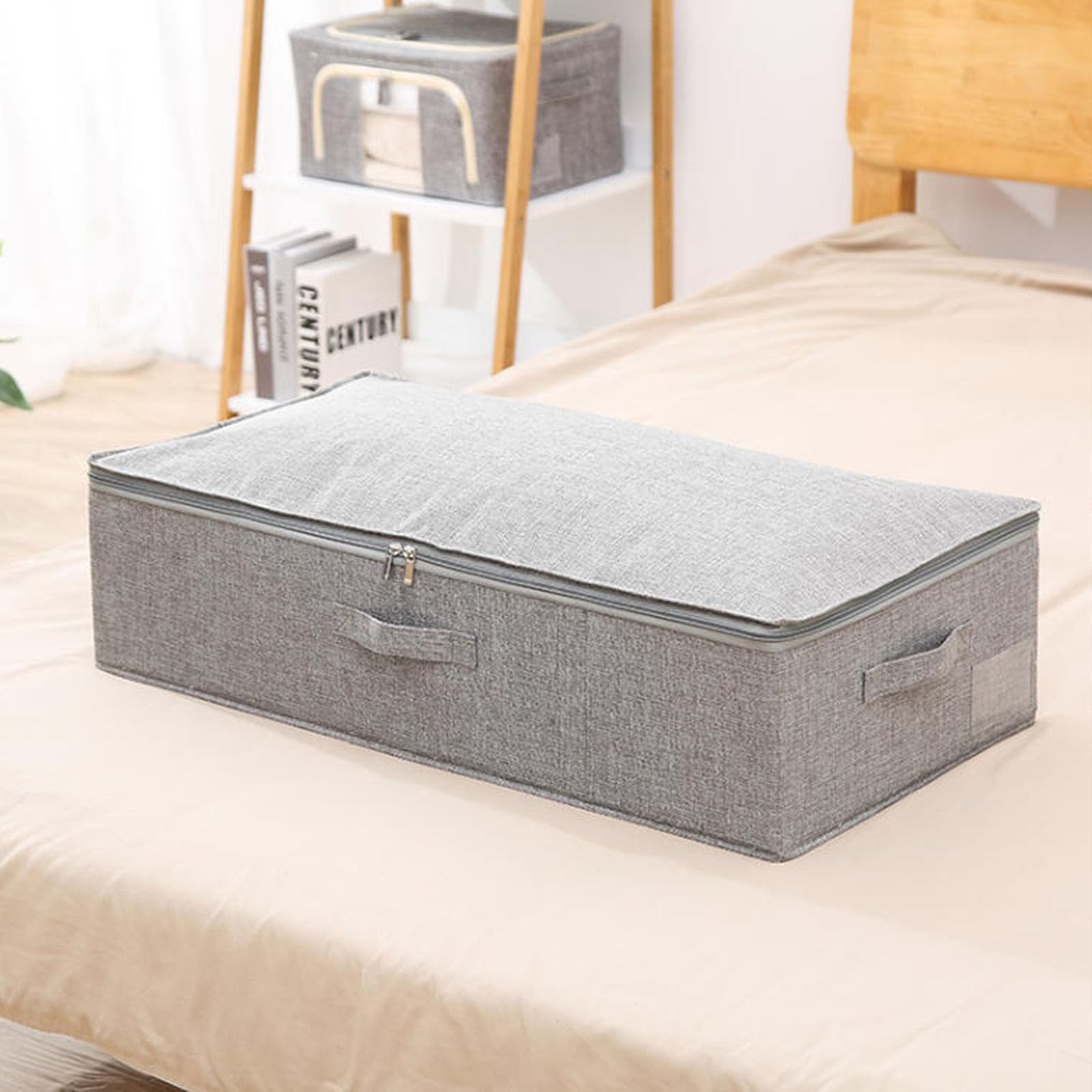 Almacenamiento De Cama, Almacenamiento Bolsas De Contenedores Con Tapa, Plegable Almacenamiento De Ropa Cajón Organizador Con Resistente Paredes Laterales/fondo, Almacenamiento Conten(Size:76X38X17CM)