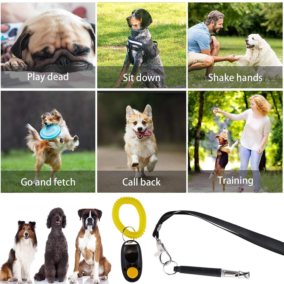 2 Sifflet Ultrason Chien et cliqueur, 1 Cordons,Sifflet Anti Aboiement Chien Voisin,sifflet ultrason chien anti aboiement,Sifflet Ultrason Chien Anti Aboiement,RéGlable Sifflet Ultrason Chien