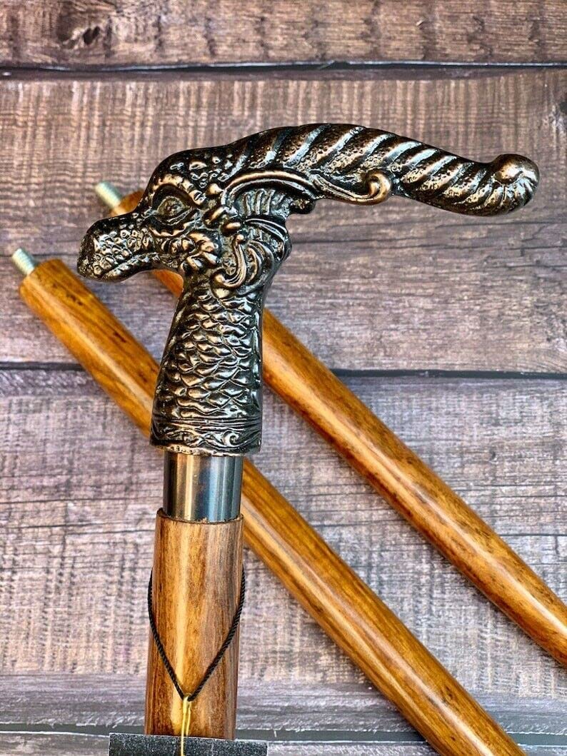 Authentic Gift Collection Victorian Handmade Brass Handle Walking Stick Design Vintage Walking Cane for Senior Citizen