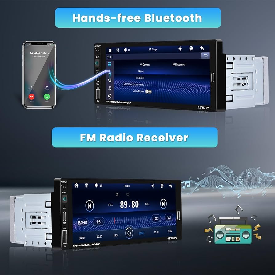 Amazon.com: Inefala 6.9 Inch Single Din Car Stereo with