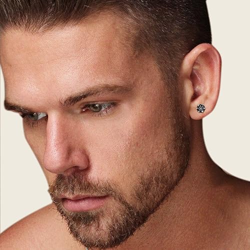 Miniatura 5 de UHIBROS 6 Pairs Stainless Steel Stud Earrings Set Hypoallergenic Cubic Zirconia 14K White Gold 316L CZ Earrings