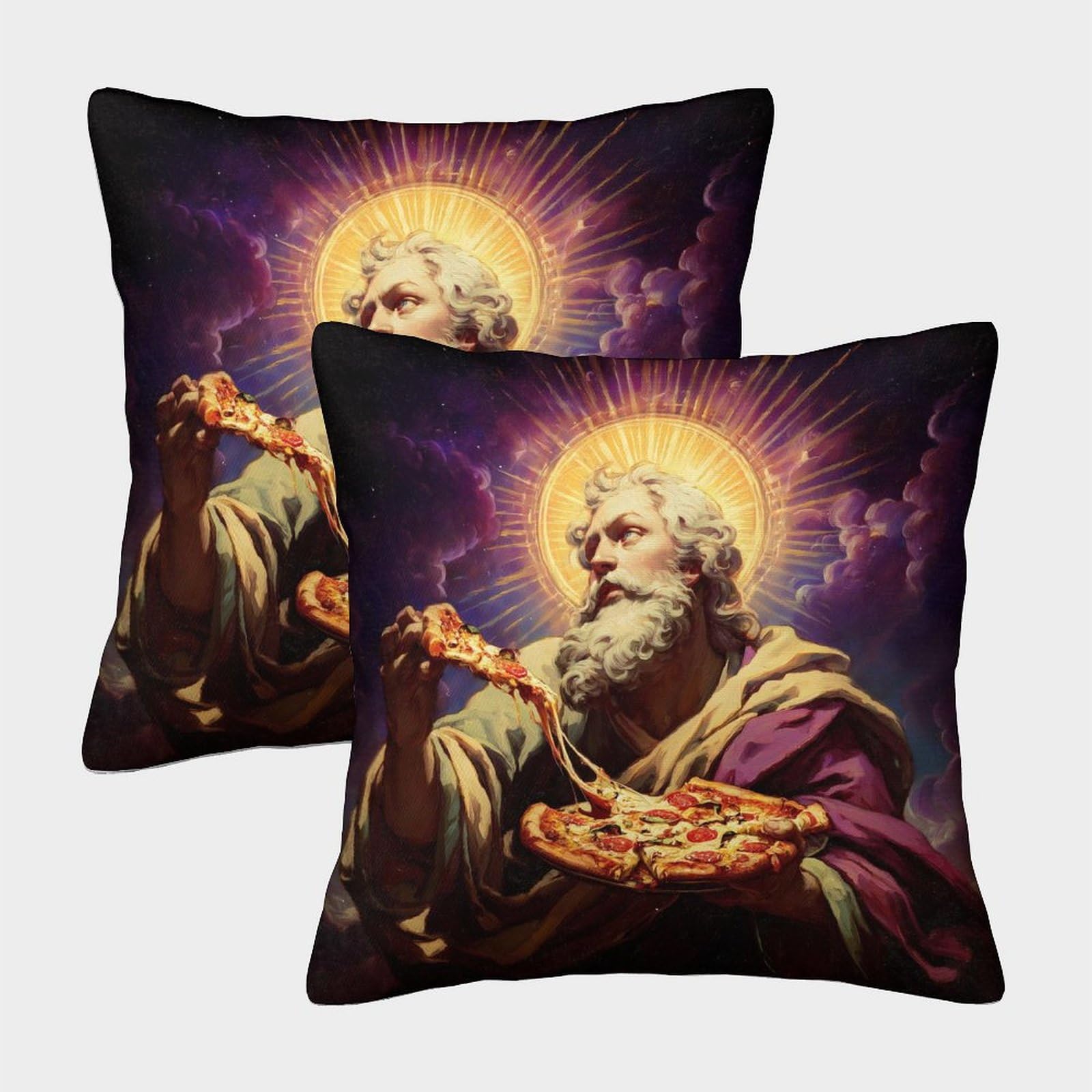 Pizza Pillow Cases Set of 2 Cozy Pillowcase Art Cushion Case Zippered Decor Couch Living Room 40x40cm