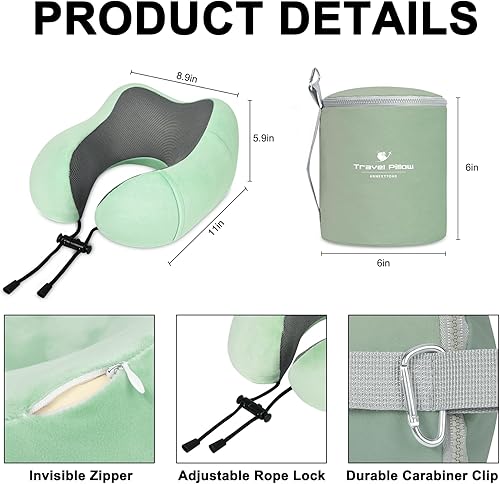 Miniatura 5 de Almohada de viaje para avión, las mejores almohadas de cuello de espuma viscoelástica, almohada de viaje suave y de apoyo para viajes, descanso para