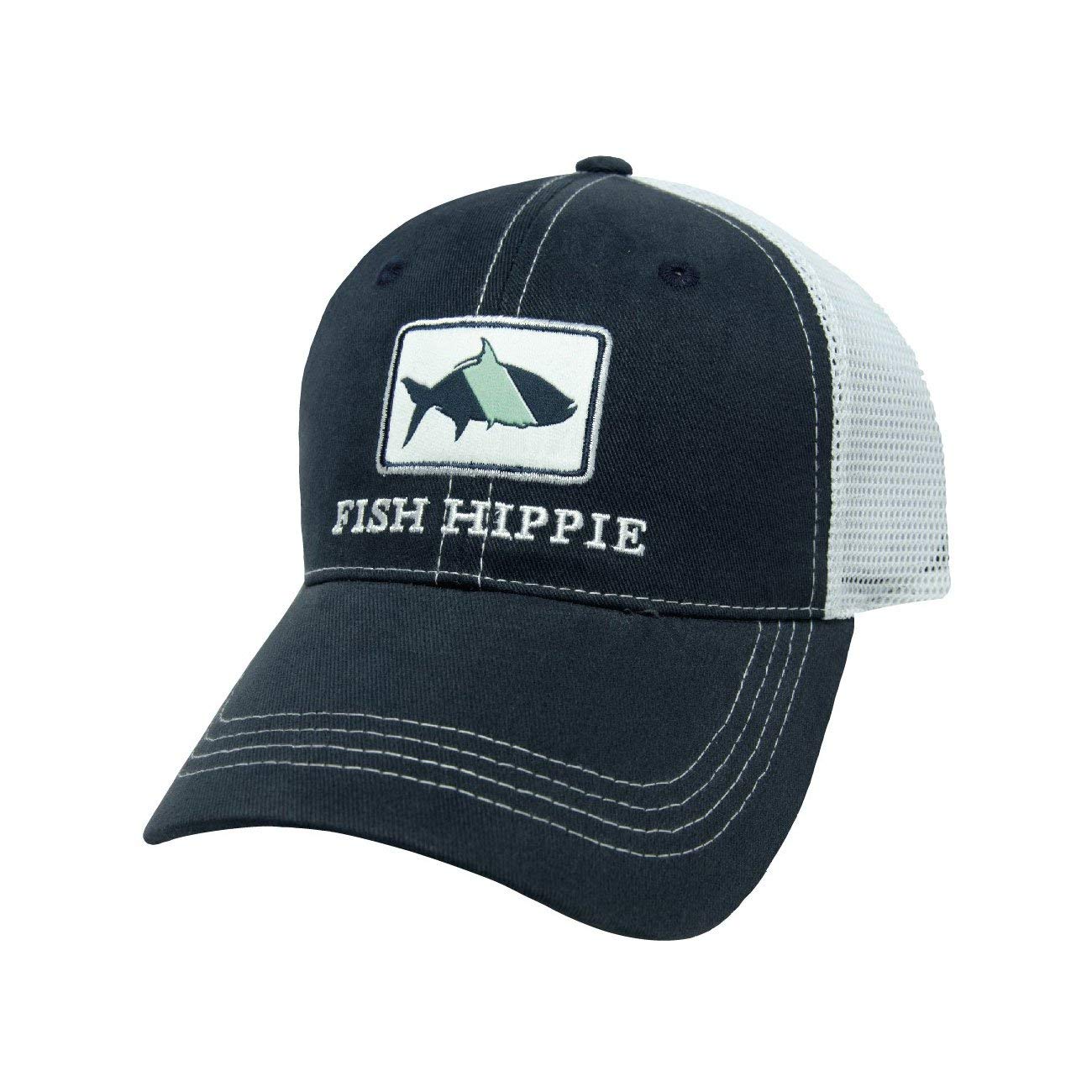 Fish Hippie Mens Trucker Hat with Mesh Back Navy