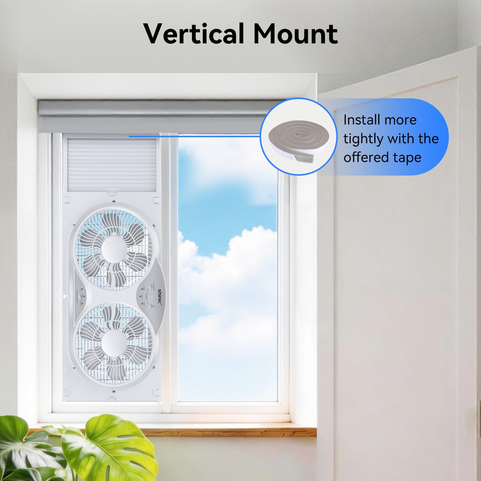 shinic 22,9 cm leiser Fensterventilator mit Fernbedienung – 2026 verbessert, 3 Geschwindigkeiten, wendbarer Luftstrom, inklusive abnehmbarem Insektenschutz, Staubschutz und Schaumstoffdichtband