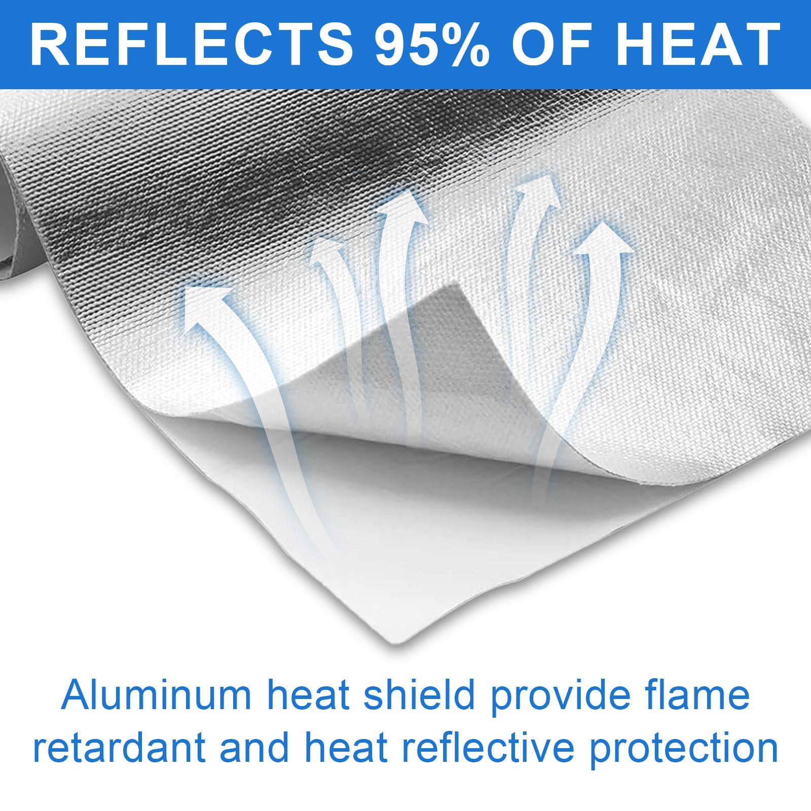 Tapis de protection thermique aluminisé, 60 x 280 cm, tapis de protection contre la chaleur autocollant, dos adhésif, protection contre la chaleur aluminisée, bouclier thermique pratique pour film