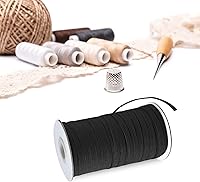 Vista 7 de Coopay Bandas elásticas planas de 40 yardas de largo, 1/2 pulgada de ancho, cuerda elástica plana para coser proyectos de bricolaje, artes y Negro