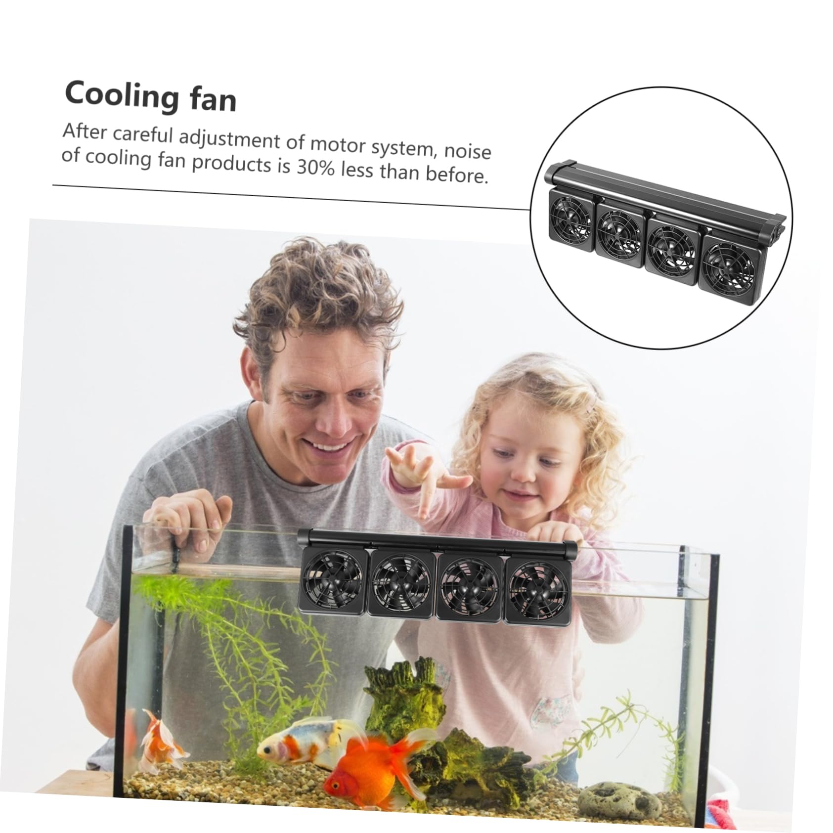 ibasenice Wasserkühlventilator zur Effektiven Aquarien Kühlung aus Kunststoff und Aluminiumlegierung mit Verstellbarem Klemmverschluss und 2-stufiger Windgeschwindigkeit für Aquarium