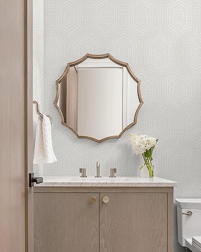 Miniatura 3 de Heroad Papel tapiz para despegar y pegar, bohemio, beige, neutro, geométrico, extraíble, para dormitorio, moderno papel de contacto con lunares,