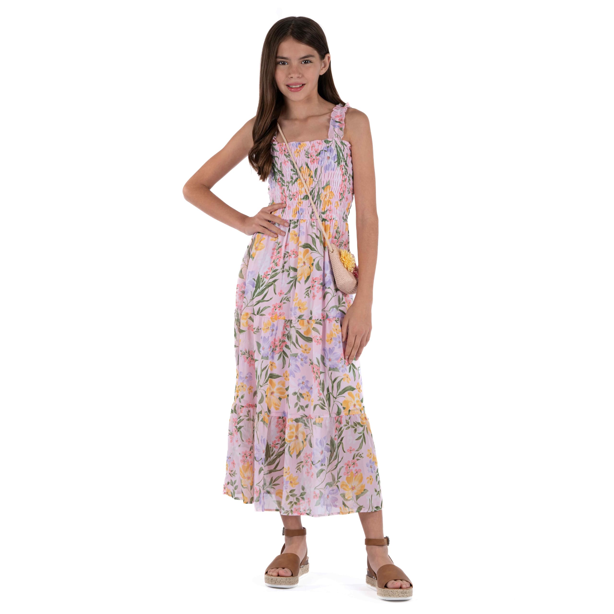 Speechless Girls' Sleeveless Smocked Maxi Sundress