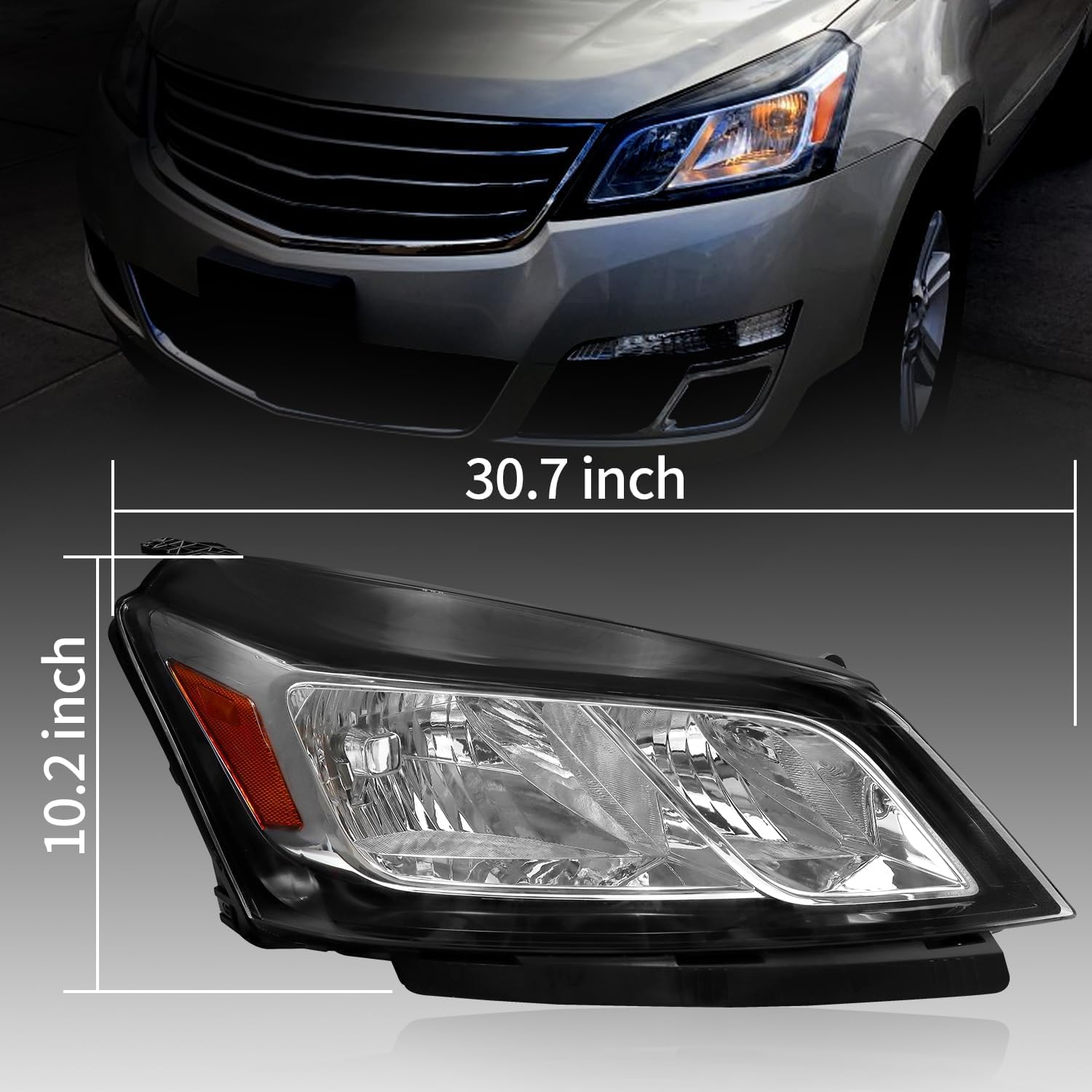 Halogen Headlights Assembly Fits for 2013 2014 2015 2016 2017 Chevy Traverse Headlamp Left Driver Side Front Head Lamps Replacement 84262931 GM2502375 (Left Driver Side)