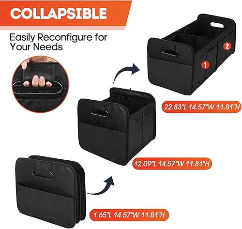 Miniatura 4 de Organizador de maletero con bolsa extra aislada, a prueba de fugas, compartimentos múltiples extra grandes plegables con enfriador para SUV, sedán,