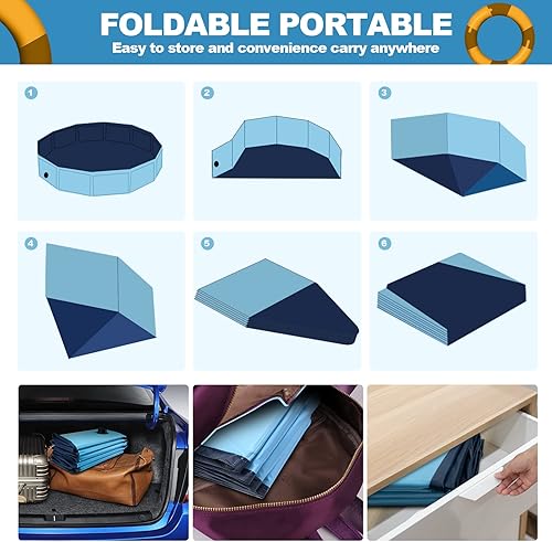 Miniatura 10 de Piscina para perros pequeños, piscina de plástico para niños, bañera para perros pequeños, bañera para perros portátil, piscina plegable para perros