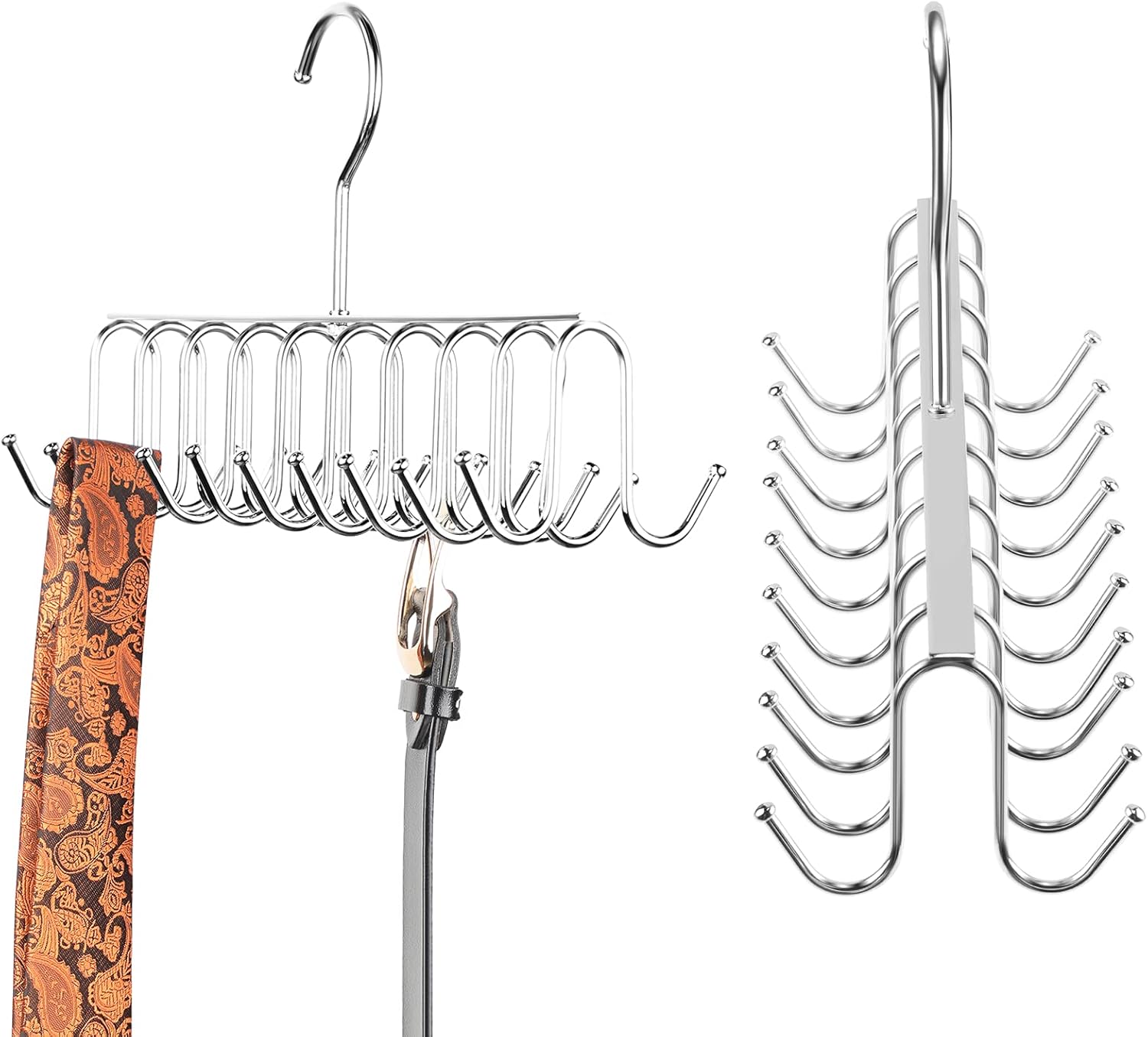 Belt Tie Rack Hanger Removable Metal Hanger with Hooks