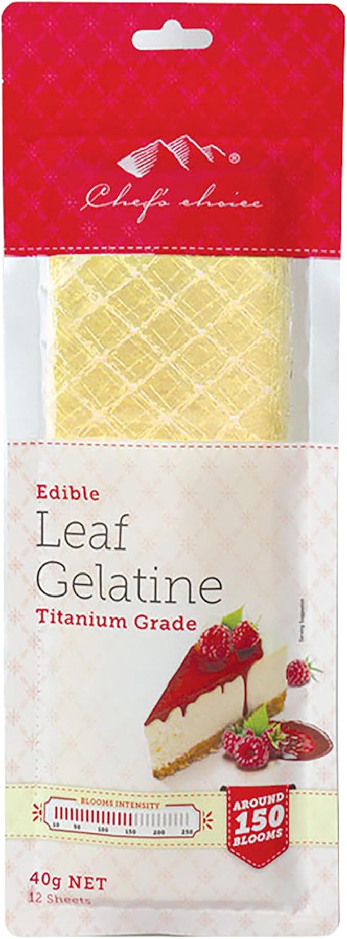 Chef's Choice Gelatine Leaf Sheets Titanium, 40 g Pantry Food & Drinks