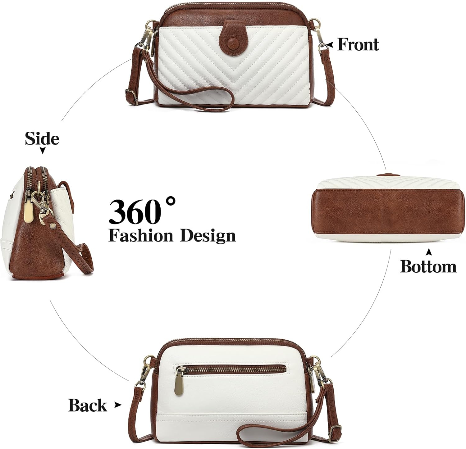 GAEKEAO Crossbody Bags for Women Small Genuine Leather Shoulder Purse Cross Body Bag with Wristlet Top Zipper - Image 3