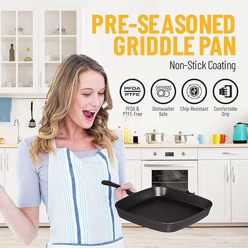 Miniatura 5 de GRILL-EZ - Sartén para parrilla de hierro fundido de 2 piezas con rejilla extraíble para parrilla parrilla parrillada barbacoa y más apto para horno