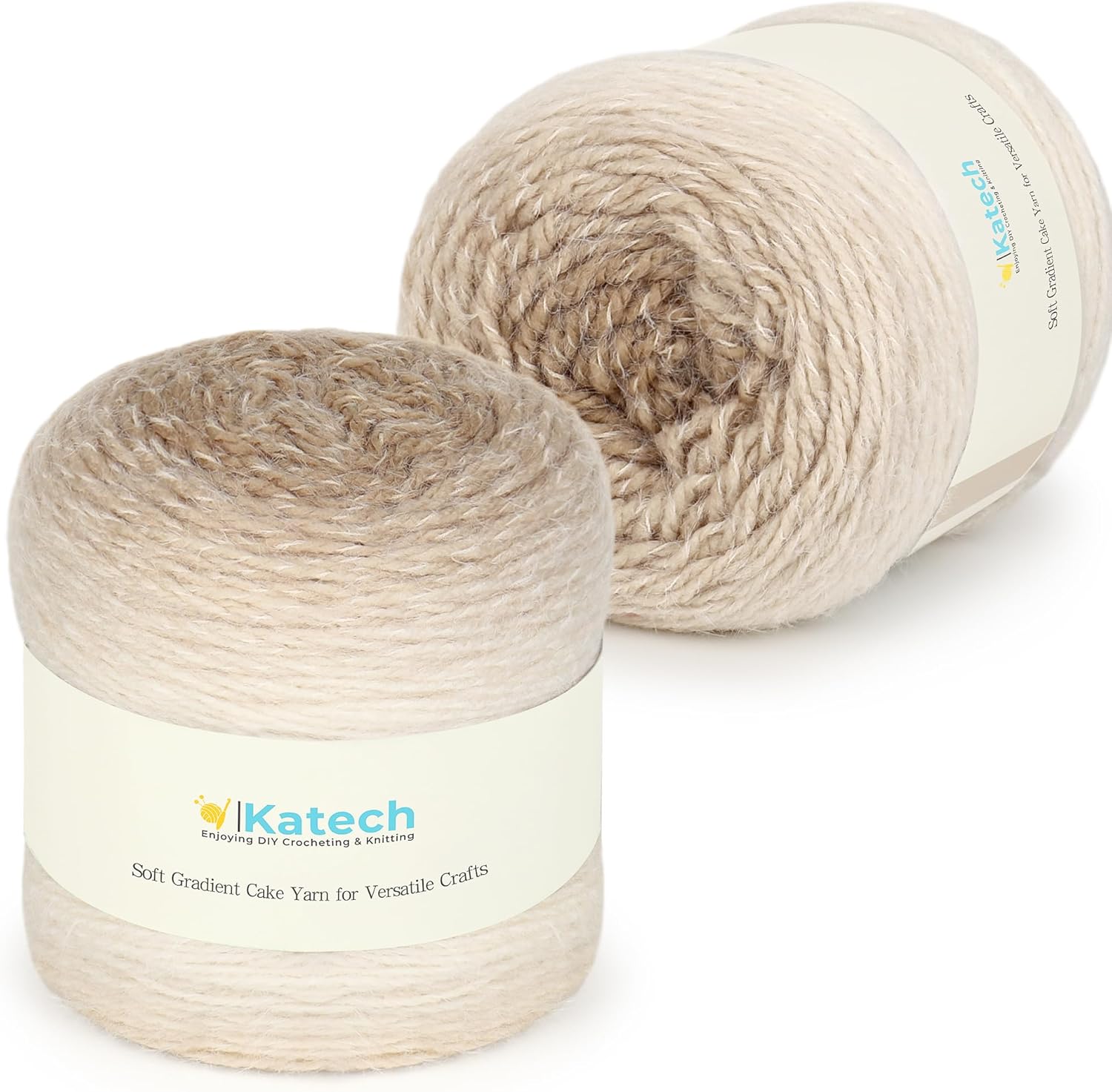 Katech Ombre Yarn for Crocheting-Large Skein of Gradient Yarn Cake-2 Pack of 200g/7.05 oz-80% Acrylic,20% Nylon- #4 Medium-Perfect for Star Blankets, Scarves, Shawls and Garments (D)