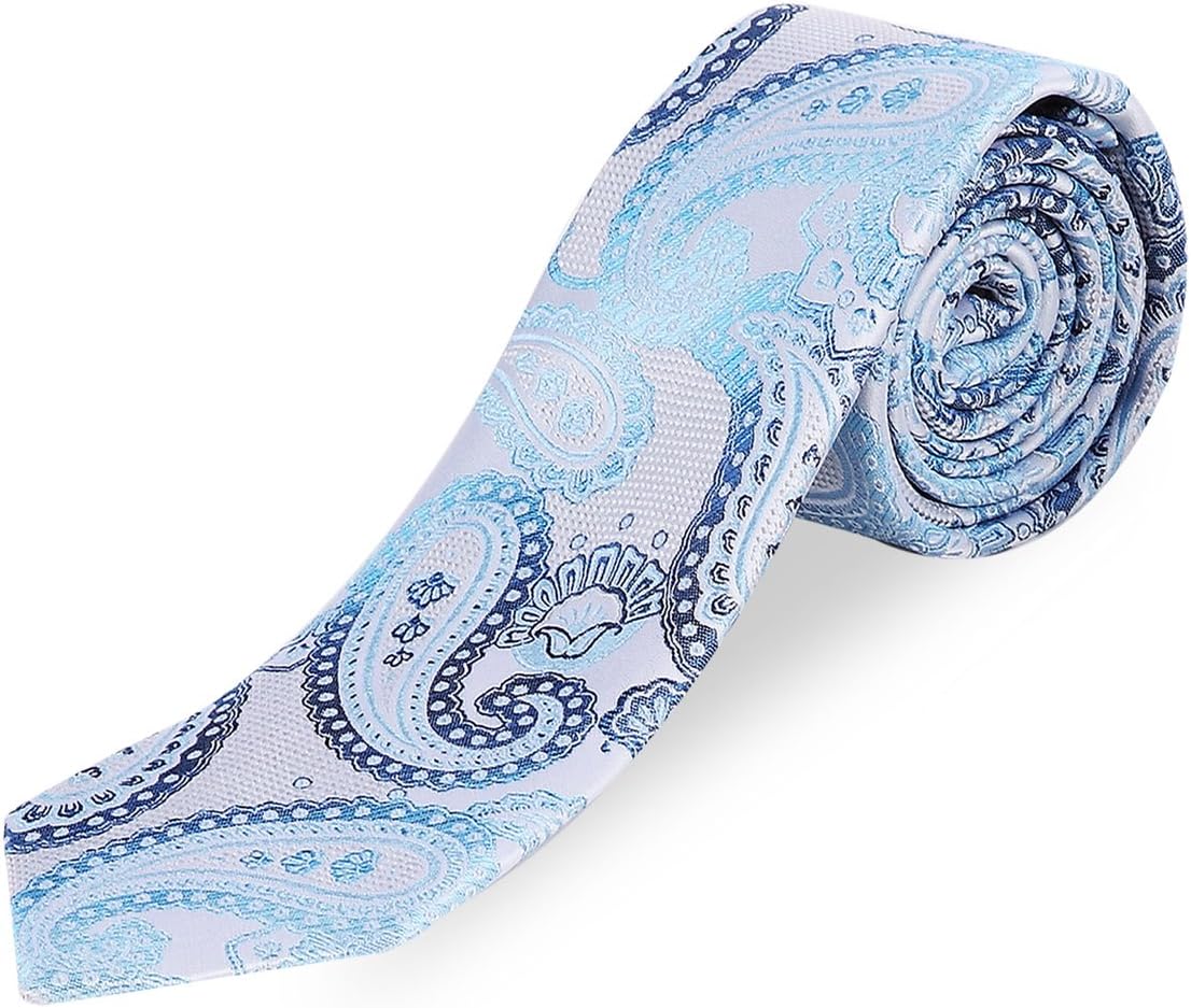 Lanartisan Men’s Mulberry Silk Floral Ties, Luxe Jacquard Fabric Neckties for Wedding, Party, Casual Occasions (Yarn-Dyed)