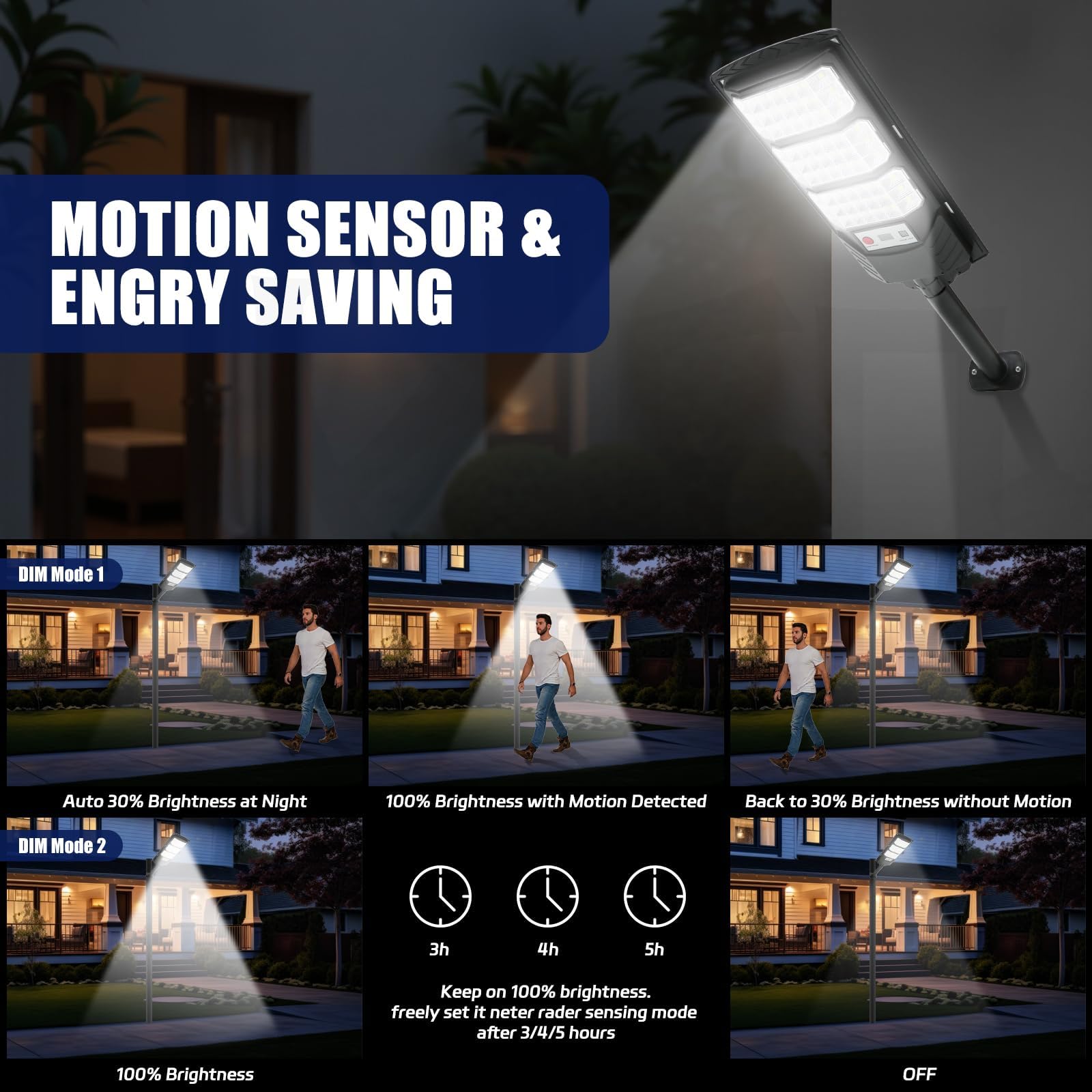 Solarlampen für Außen 4 Stück,500W LED Solarleuchte mit Bewegungssensor und Fernbedienung,Solar-Straßenleuchten für Außen IP66 Wasserdichte Solar-Wandleuchte für Garten Garage