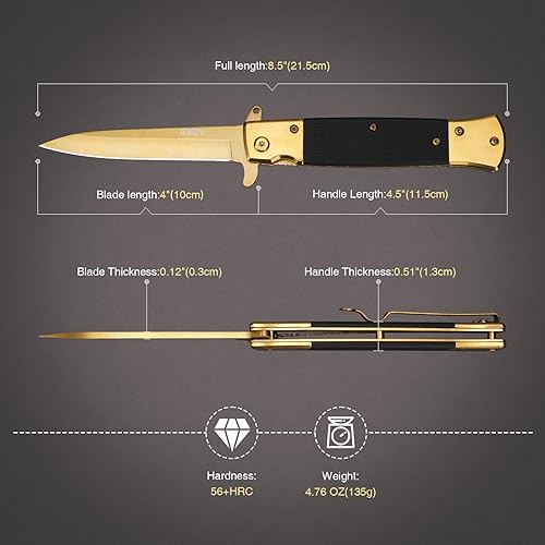 Miniatura 3 de GVDV Cuchillo de bolsillo plegable con mango G10, cuchillo EDC de acero inoxidable 7Cr17 con bloqueo de forro de seguridad, cuchillo de pesca de