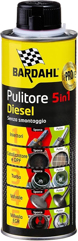 Bardahl - Pulitore 5 in 1 Diesel - Additivo Multifunzionale per la Completa Pulizia dei Motori a Gasolio, Aumenta la Potenza e le Prestazioni, 500 ml