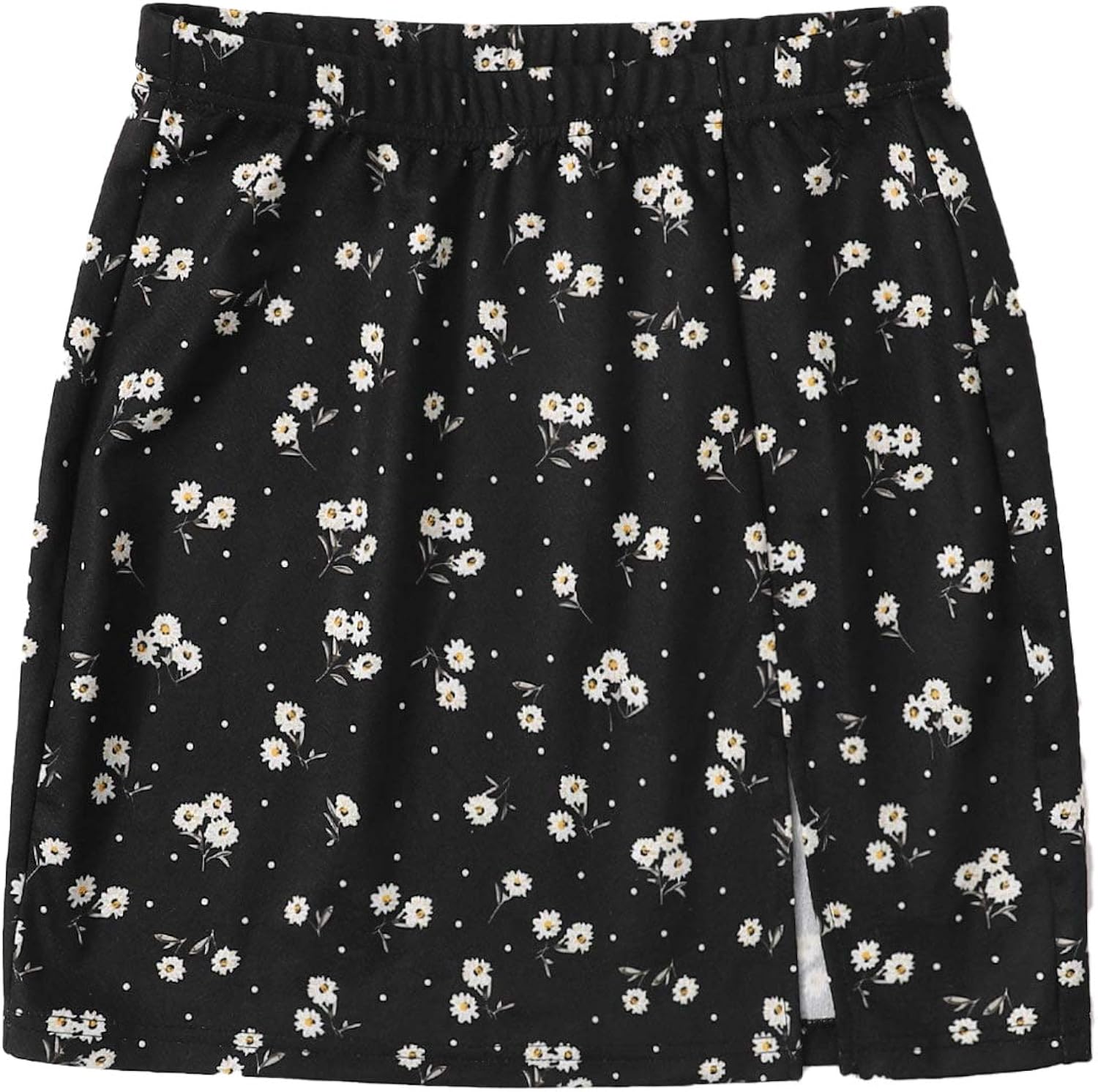 Floerns Women's Floral Print Bodycon Split Mini Skirt Black Flower S