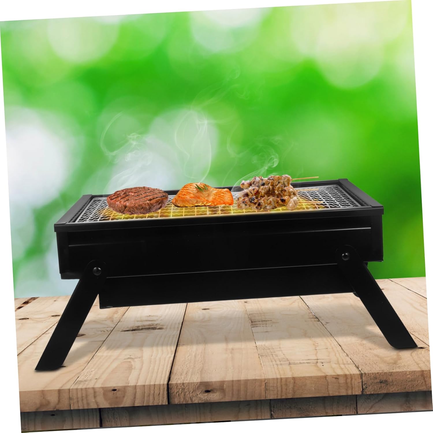 Portable Charcoal Grill for Camping and Compact Bbq Grill for Outdoor Cooking for People with Pullout Charcoal Case Lightweight and Easy to Transport