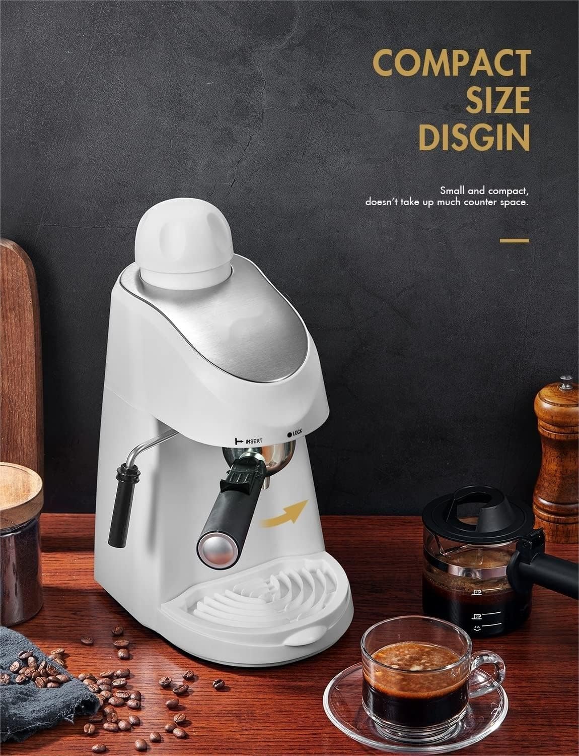 Cafetera Espresso, con Espumador de Leche, Cafetera Espresso con vaporizador, Cafetera Espresso de 3,5 Bar, Cafetera Espresso y Capuchino (Color : White)