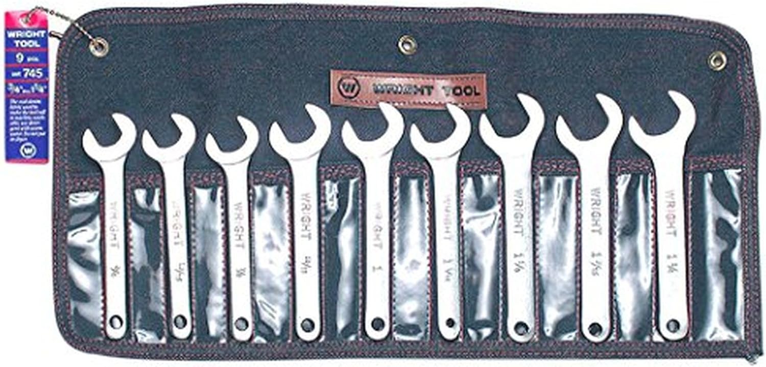 Wright Tool 745 Service Wrench Set, 3/4" - 1-1/4" (9-Piece),Silver