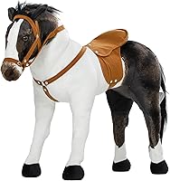 Qaba Ride-On Horse for Toddlers 3-8 Years: Realistic Plush Pony with Neighing Sounds, Core-Strengthening Stuffed Animal Toy, Brown