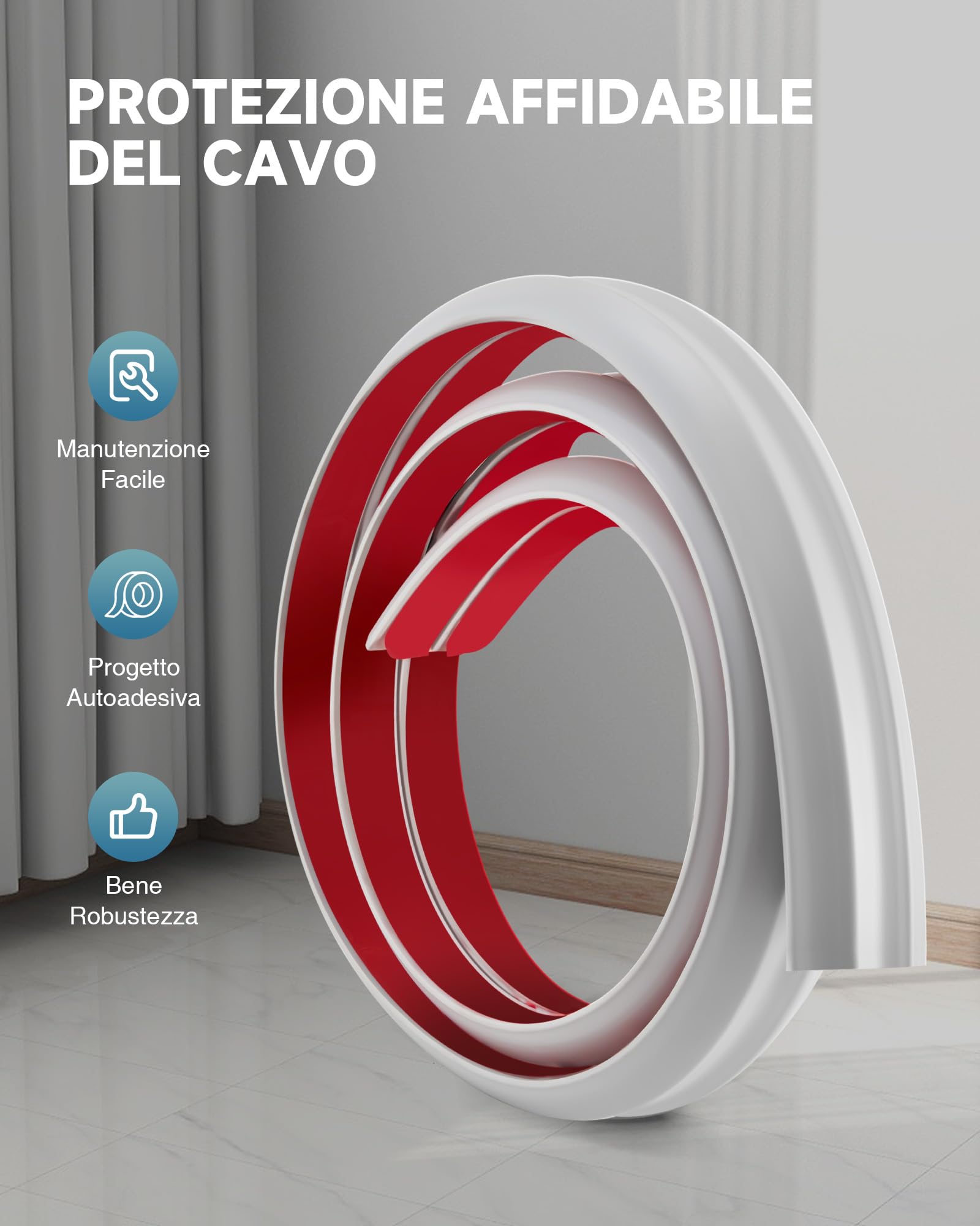 CREWORKS 1.8M Canalina Passacavi Pavimento a 3 Canali, Canalina Passacavi Calpestabile Adesiva, PVC Canalina Flessibile per Cavi Elettrici per Casa, Officina, Magazzino, Concerto, Grigio