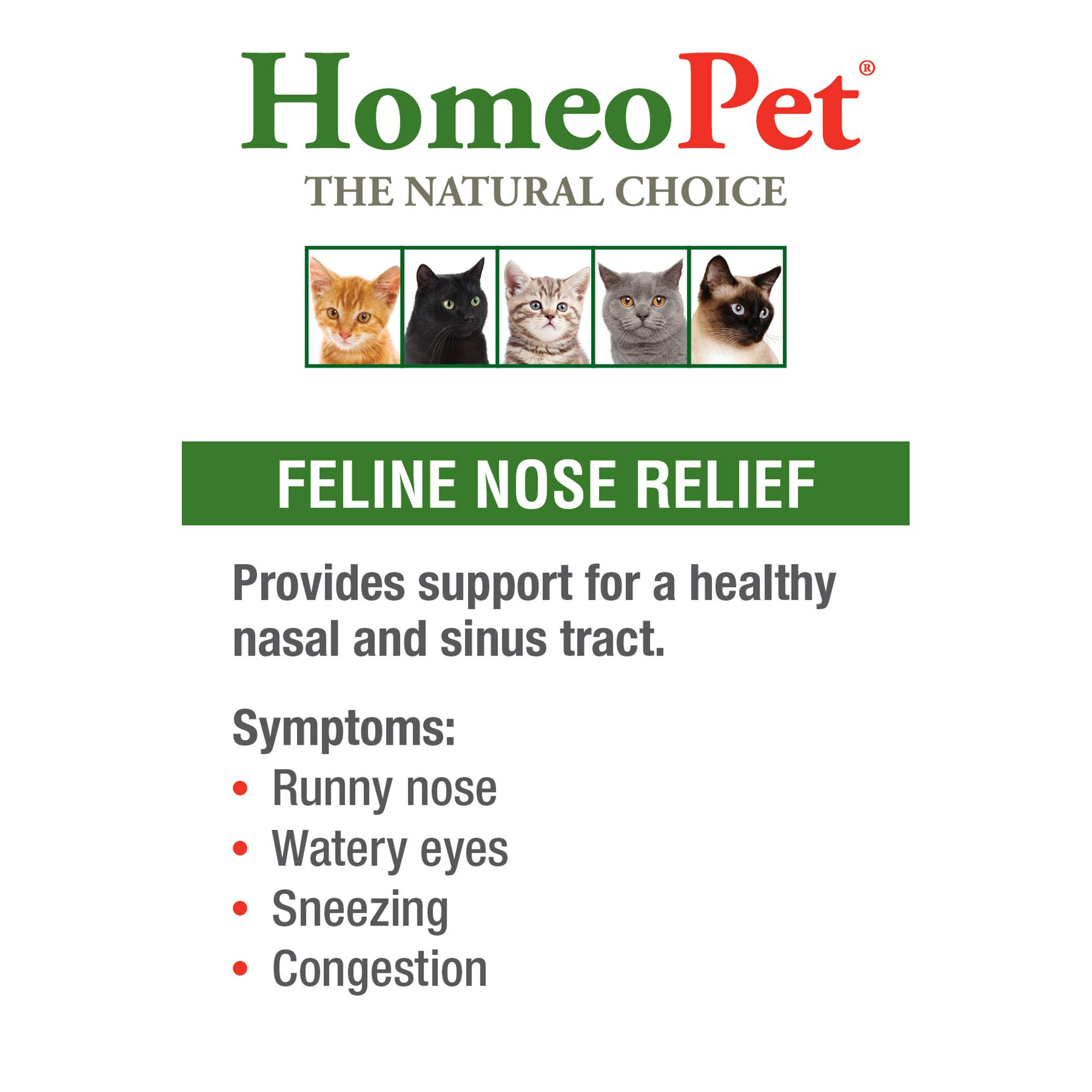 HomeoPet FELINE NOSE RELIEF 100 Natural Pet Medicine. Support for a