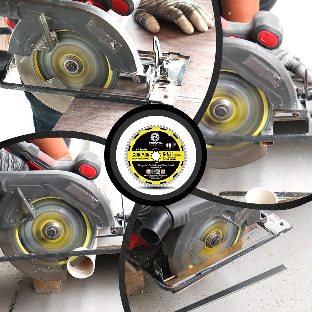 FOCSTOL Hoja Sierra Circular para Madera 165mm x 20/16mm - Disco para Corte Madera con 60 Dientes Para Plástico Aluminio Cobre