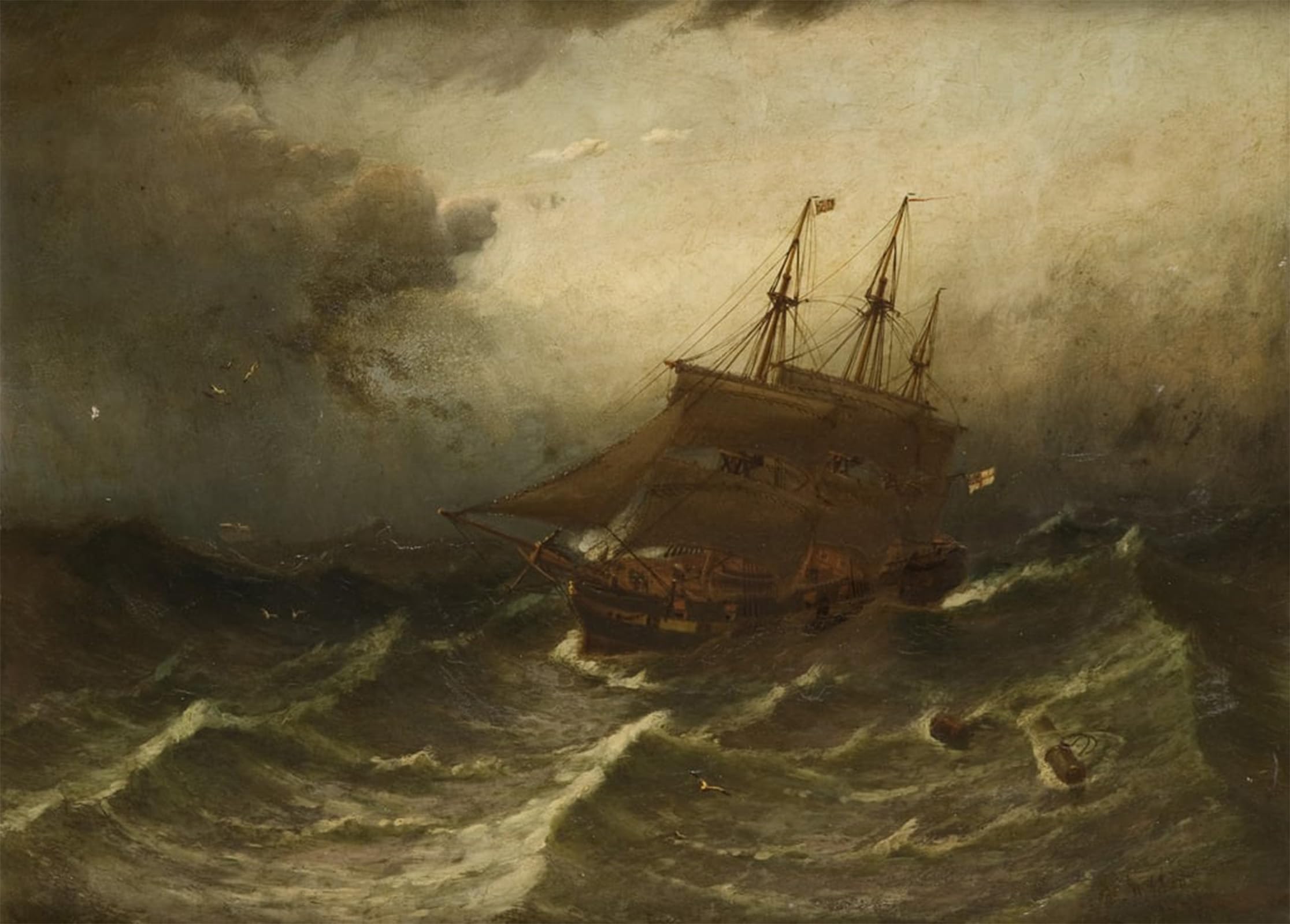 POSTERIIk Vintage Print Pop Art Landscape Artwork Sailing Vessel in a Storm by Famous Painter Art Prints for Office Home Decor 60x90cm