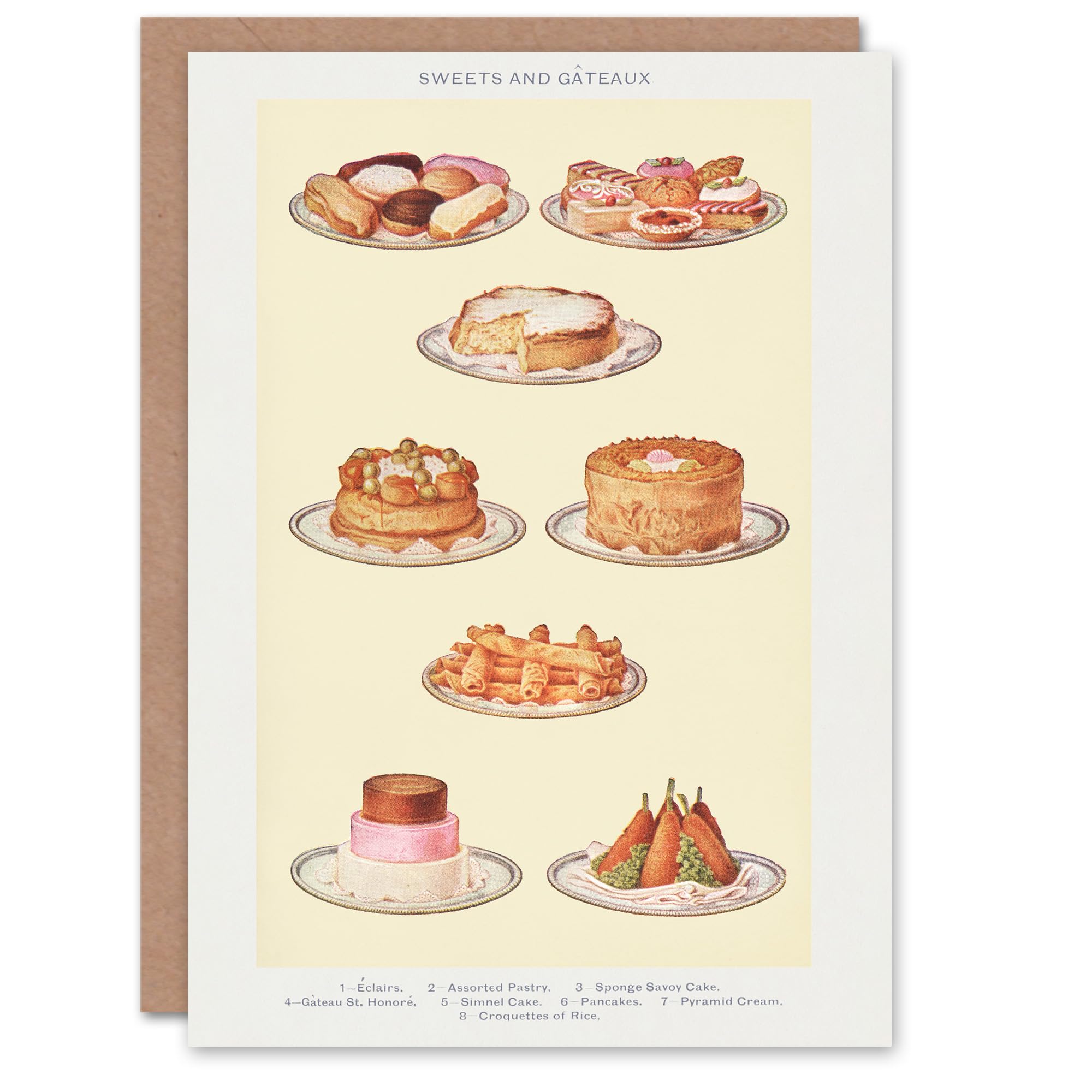 Artery8 Mrs Beeton Household Management Art Card Sweets and Gateaux