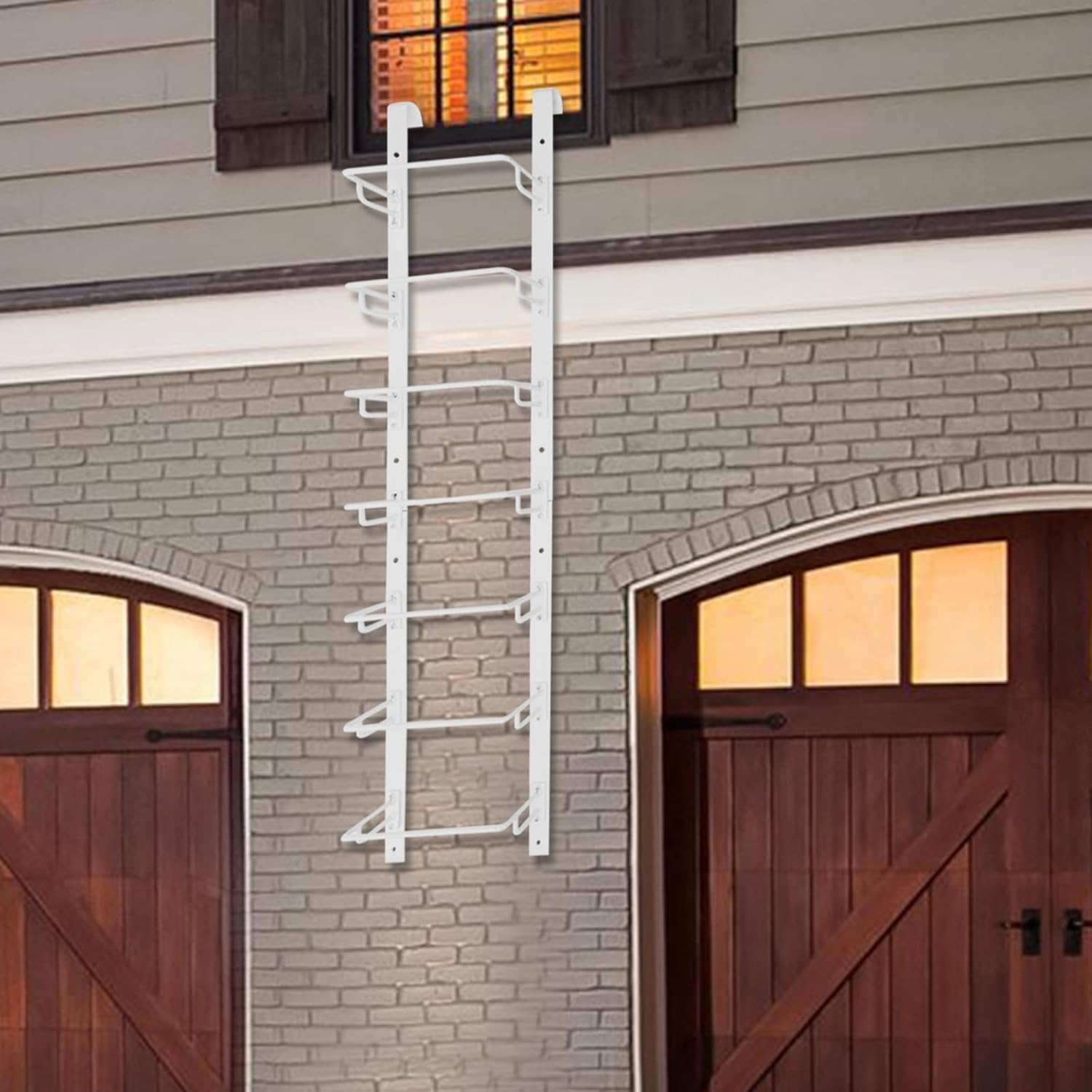 7-Rung Window Well Ladder, Heavy Duty Steel Egress Basement Ladder Fire Escape Window Ladder Egress Ladder for Emergency Home Safety - 29.69x7.68x78.35in
